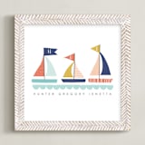 "Sailing Away" - Personalized Art Print in Sea Blue by Lisa Nelson - Framed