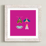 "Boho Bugs" - Art Print in Magenta by Britt Mills - Framed