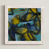 "Shining Flower Series 3" - Art Print in Brillant Blue and Yellow by Angela Simeone - Framed