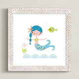 "Blue Mermaid" - Art Print in Turquoise by Shannon Hays - Framed