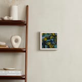 "Shining Flower Series 3" - Art Print in Brillant Blue and Yellow by Angela Simeone - In a Room