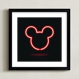 "Late Night Disney Mickey Mouse" - Art Print in Black by Kennedi Shaw - Framed