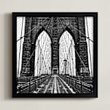 "Snowing Bridge" - Art Print in Black & White by Jason Derck - Framed