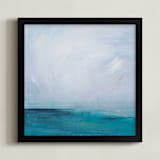 "Distant Island Pier" - Art Print in Soft Water by Julia Contacessi - Framed