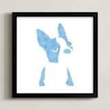 "baby boston" - Art Print in Baby Blue by Haley Weisberger - Framed