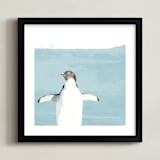 "Naked Penguin" - Art Print in Glacier by Michelle Poe - Framed