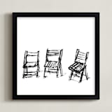 "Three Chairs" - Art Print in Black by Michael Hovitch - Framed