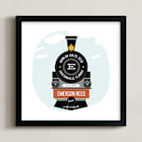 "T is for Train" - Personalized Art Print in Coal by Anupama - Framed