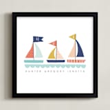 "Sailing Away" - Personalized Art Print in Sea Blue by Lisa Nelson - Framed