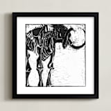 "Dino Woodcut" - Art Print in Black by South City Press - Framed