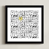 "All the Bears" - Art Print in Yellow & Black by Gila von Meissner - Framed