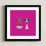 "Boho Bugs" - Art Print in Magenta by Britt Mills - Framed