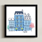 "Paris, J'adore" - Art Print in Parisian Blue by Ali Macdonald - Framed