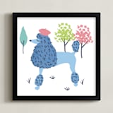 "Parisian Poodle" - Art Print in Parisian Blue by Ali Macdonald - Framed