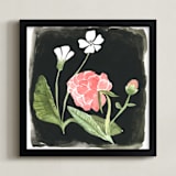 "Nightime Peony" - Art Print in Washed Black by Emilie Simpson - Framed