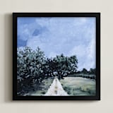 "Old Field Vineyard" - Art Print in East End Blue by Emma Ballou - Framed