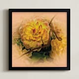 "Yellow Waterlily Dahlia" - Art Print in Golden Yellow by A MAZ Design - Framed