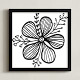 "Doodle Floral" - Art Print in black by Ramoncita - Framed