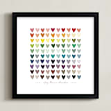 "Paper Hearts" - Personalized Art Print in Rainbow by InkDot - Framed