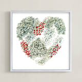 "Lichen Heart" - Art Print in Moss Green by Eve Schultz - Framed