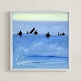 "Waiting For Swell, 2010" - Art Print in cerulean by Annie Seaton - Framed