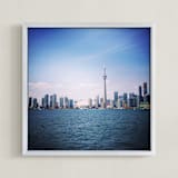"Toronto Cityscape" - Art Print in blue by Margaret Hine - Framed