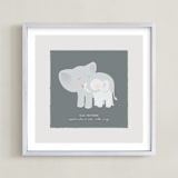 "A Mother's Love - Elephants" - Personalized Art Print in Soft Grey by Lori Wemple - Framed