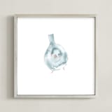 "Blushing Bird 3" - Art Print in light blue by Renee Anne Bouffard-McManus - Framed