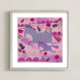 "Unicorn Dance" - Art Print in Lavendar Flower by Chris Lensch - Framed