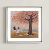 "Popcorn Popping on the Apricot Tree" - Art Print in Blossom Pink by Rachel Nelson - Framed