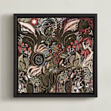 "Fleuanthia Sanctuary" - Art Print in Twilight Verdure by Black Botanic - Framed Canvas