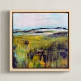 "Beyond the Dunes" - Art Print in Fresh Grass Green by Lauren Rutley - Framed Canvas