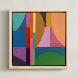 "Shape of Memory: Night Swim" - Art Print in Midnight Blue by Poppy Dodge - Framed Canvas