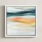 "Mineral Lake" - Art Print in Coral by Mya Bessette - Framed Canvas