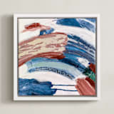 "Yin & Yang II" - Art Print in Indigo + Orange by Mary Gaspar - Framed Canvas