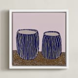 "Benevolent Ceramics I" - Art Print in Deep Dark Blue by Danushka Abeygoda - Framed Canvas