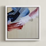 "We Will Move I" - Art Print in Deep Blue and Rose Red by Candace Rae Art - Framed Canvas