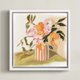 "Garden Flowers" - Art Print in Clementine by Lucrecia Caporale - Framed Canvas