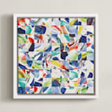 "Bright Collage" - Art Print in Sapphire Blue by Sheron Osiobor - Framed Canvas