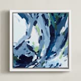 "Verdant Wave " - Art Print in Sea Blue by Katie Craig - Framed Canvas