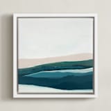 "Seascape at Dusk" - Art Print in gray blue by Caryn Owen - Framed Canvas