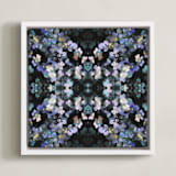 "Pansy painting - mirrored" - Art Print in Violet and turquoise by Oana Prints - Framed Canvas