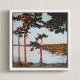 "Davison Head" - Art Print in Pale Blue by Kelly Johnston - Framed Canvas