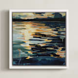 "Collide I" - Art Print in Marine Blue by Kelly Johnston - Framed Canvas