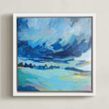 "Heart Full of Wonder" - Art Print in Rich Blues by Megan Leong - Framed Canvas