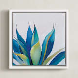 "Blue Agave" - Art Print in Teal by Amanda Phelps - Framed Canvas