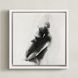 "Mother Embrace Square" - Art Print in Black by Kate Ahn - Framed Canvas
