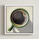"Morning Coffee" - Art Print in Deep Roast and Olive by Amber Piacentine - Framed Canvas
