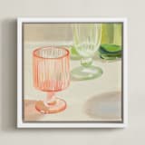 "Rainbow Glassware I" - Art Print in Peach by Jenny Westenhofer - Framed Canvas