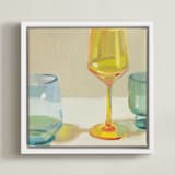 "Rainbow Glassware II" - Art Print in Goldenrod by Jenny Westenhofer - Framed Canvas